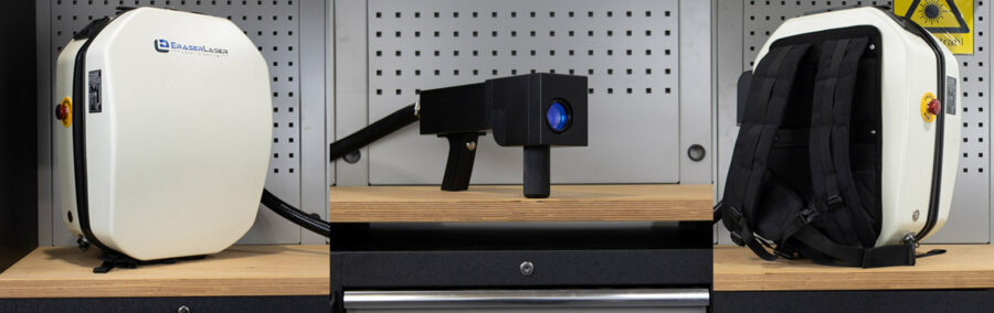 Laserreinigung mit Handgerät im Backpack
